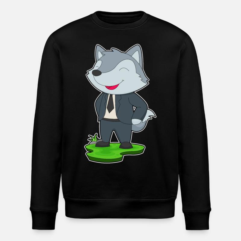 Wolf Groom Tie Wedding - Stanley/Stella ROLLER Unisex Organic Sweatshirt - black
