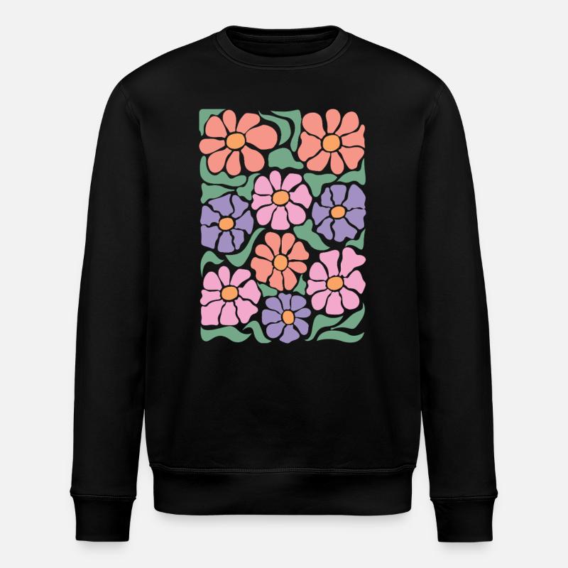 Boho Flora Flowers - Stanley/Stella ROLLER Unisex Organic Sweatshirt - black