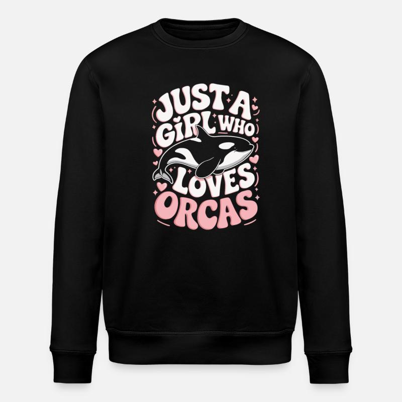 Orca Saying Girl - Stanley/Stella ROLLER Unisex Organic Sweatshirt - black