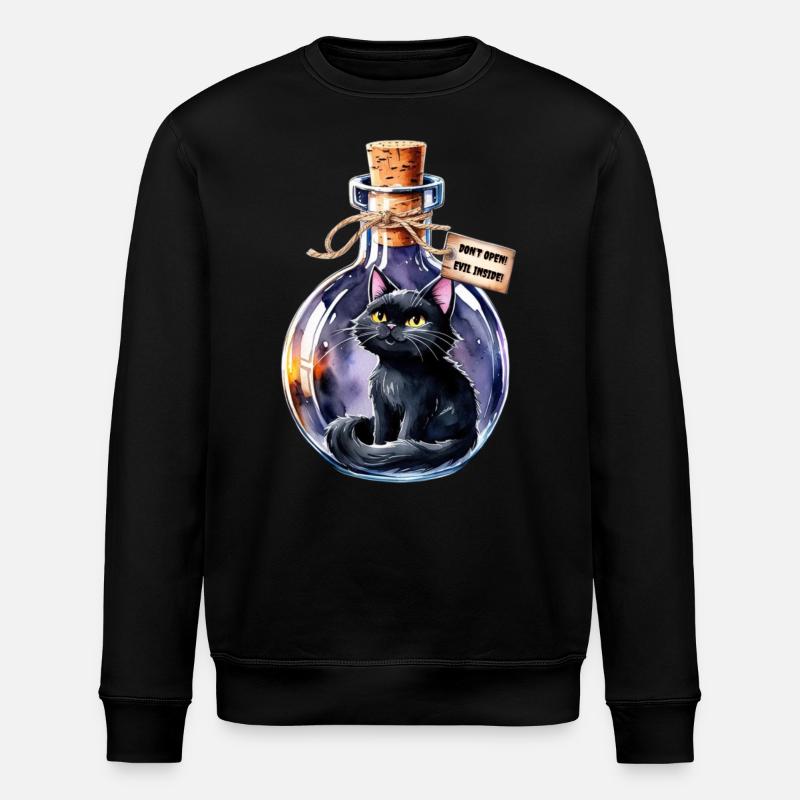 magische Katze - Stanley/Stella Unisex Bio-Sweatshirt ROLLER - Schwarz