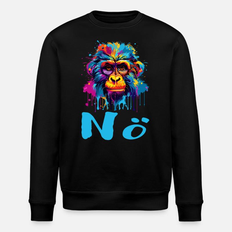 Cooler Affe "Nö" - Stanley/Stella Unisex Bio-Sweatshirt ROLLER - Schwarz