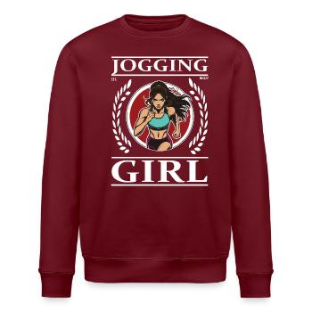 Jogging Girl – Running is life! - Stanley/Stella ROLLER Unisex Organic Sweatshirt - burgundy - Front - Nik (191cm)