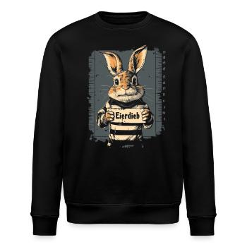 Hase Eierdieb Osterhase Mugshot Polizeifoto Ostern - Stanley/Stella Unisex Bio-Sweatshirt ROLLER - Schwarz - Vorne - Nik (191cm)