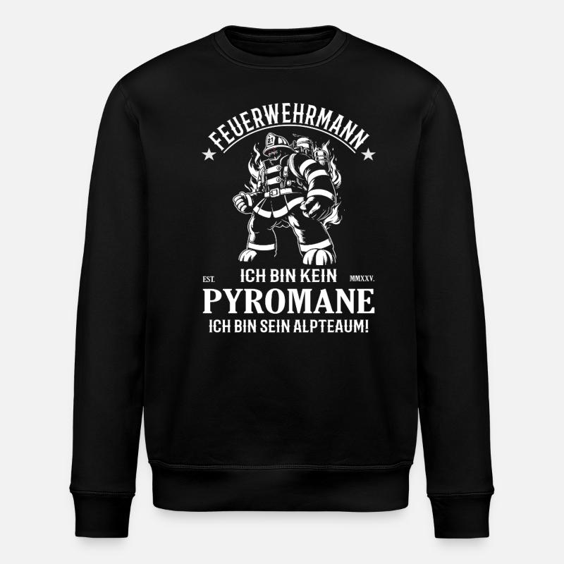 Feuerwehrmann, kein Pyromane sondern Held - Stanley/Stella Unisex Bio-Sweatshirt ROLLER - Schwarz
