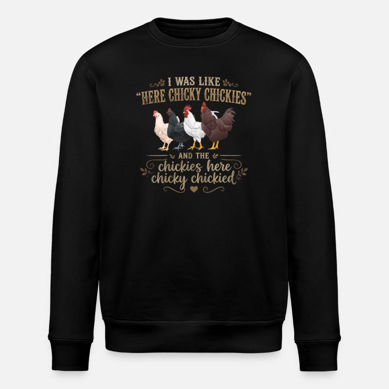 Poule Humour Rétro Groovy Cadeau Fermière - Sweat bio ROLLER Stanley/Stella Unisexe - noir