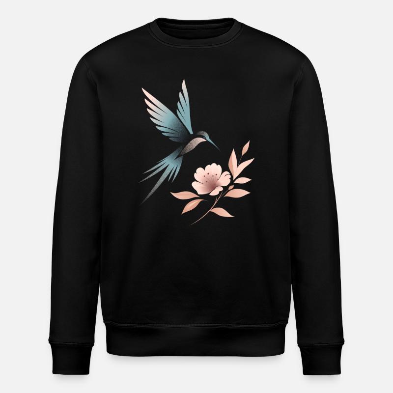 Floraler Kolibri - Stanley/Stella Unisex Bio-Sweatshirt ROLLER - Schwarz