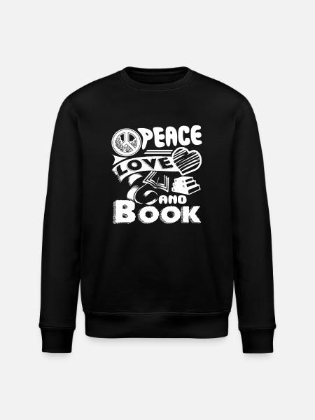 Book Peace Love Book - Stanley/Stella ROLLER Unisex Organic Sweatshirt - black