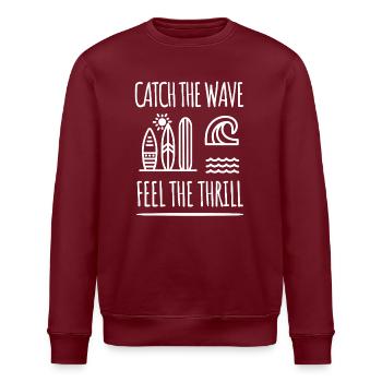 Catch the Wave| Surfer und Strandliebhaber - Stanley/Stella Unisex Bio-Sweatshirt ROLLER - Burgunderrot - Vorne - Nik (191cm)