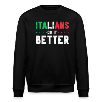Italiener Italien Lustiger Spruch Geschenkidee - Stanley/Stella Unisex Bio-Sweatshirt ROLLER - Schwarz - Vorne - Nik (191cm)