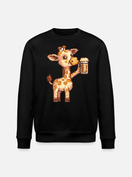 Giraffe Pixel Beer - Stanley/Stella ROLLER Unisex Organic Sweatshirt - black