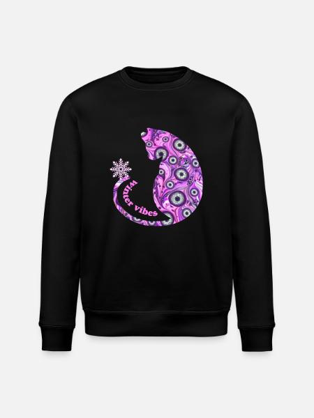 Cat with snowflake E 6 - Stanley/Stella ROLLER Unisex Organic Sweatshirt - black