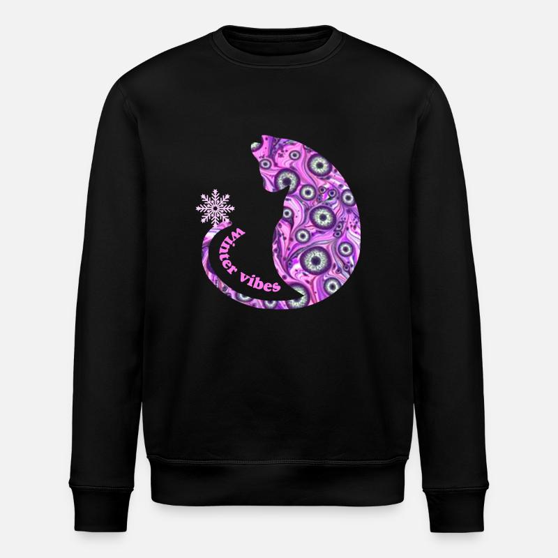 Cat with snowflake E 6 - Stanley/Stella ROLLER Unisex Organic Sweatshirt - black