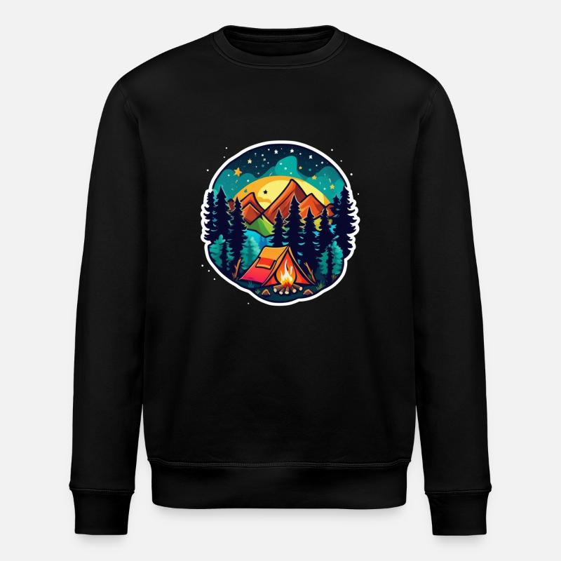 Camping, tent and campfire - Stanley/Stella ROLLER Unisex Organic Sweatshirt - black