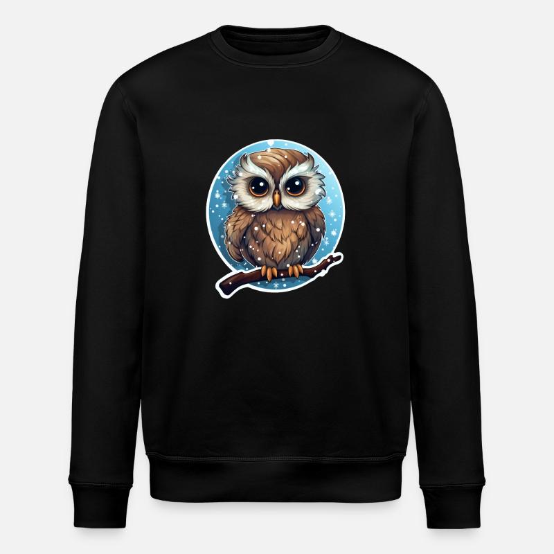 Winter süsse Eule - Stanley/Stella Unisex Bio-Sweatshirt ROLLER - Schwarz