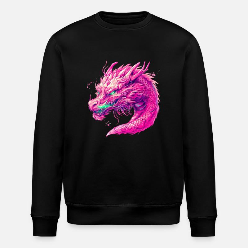 Pinker Drache - Stanley/Stella Unisex Bio-Sweatshirt ROLLER - Schwarz