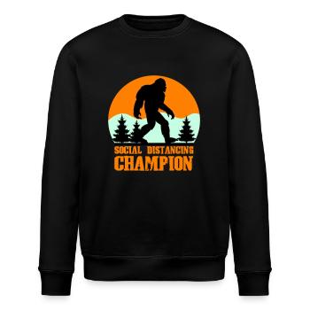 big foot social distancing - Stanley/Stella Unisex Bio-Sweatshirt ROLLER - Schwarz - Vorne - Nik (191cm)