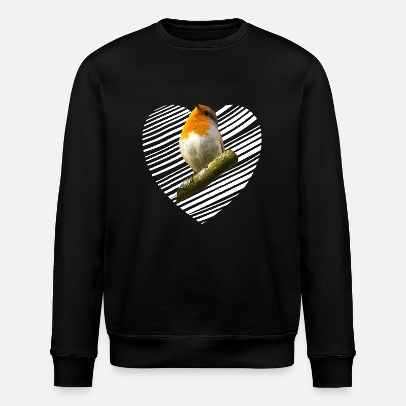 Rotkehlchen Singvogel - Stanley/Stella Unisex Bio-Sweatshirt ROLLER - Schwarz