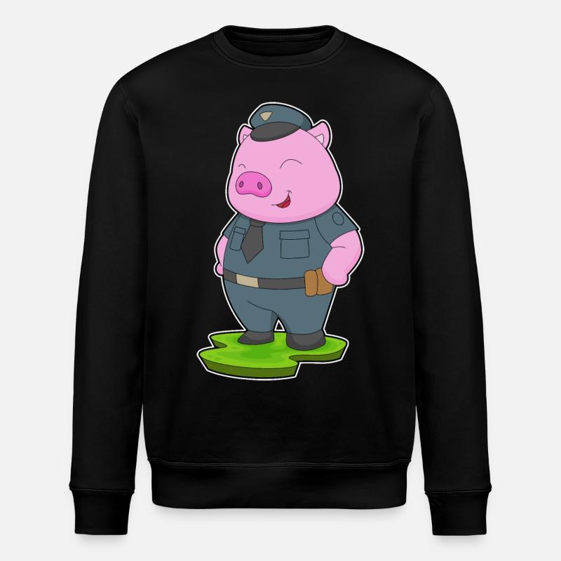 Cochon Policier Police - Sweat bio ROLLER Stanley/Stella Unisexe - noir