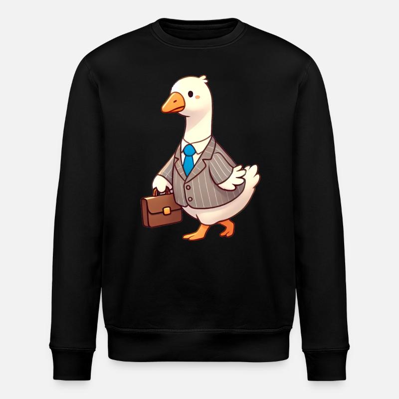 Ernsthafte Gans im Business-Anzug-Design - Stanley/Stella Unisex Bio-Sweatshirt ROLLER - Schwarz