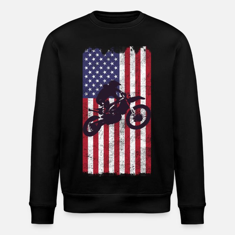 Dirt Biking USA-Flagge - Stanley/Stella Unisex Bio-Sweatshirt ROLLER - Schwarz
