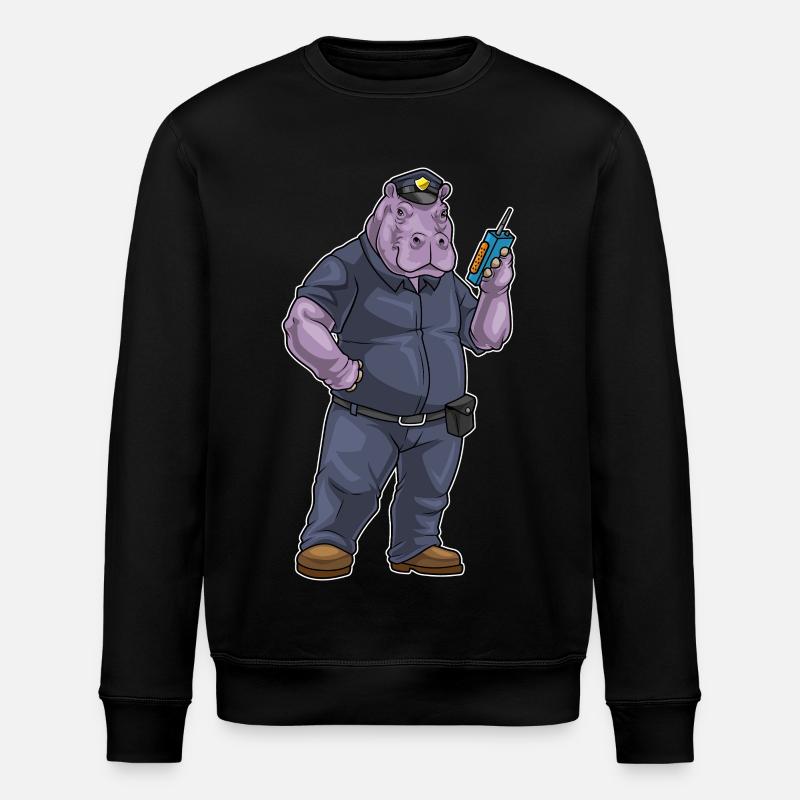 Hippopotame Policier Microphone Police - Sweat bio ROLLER Stanley/Stella Unisexe - noir