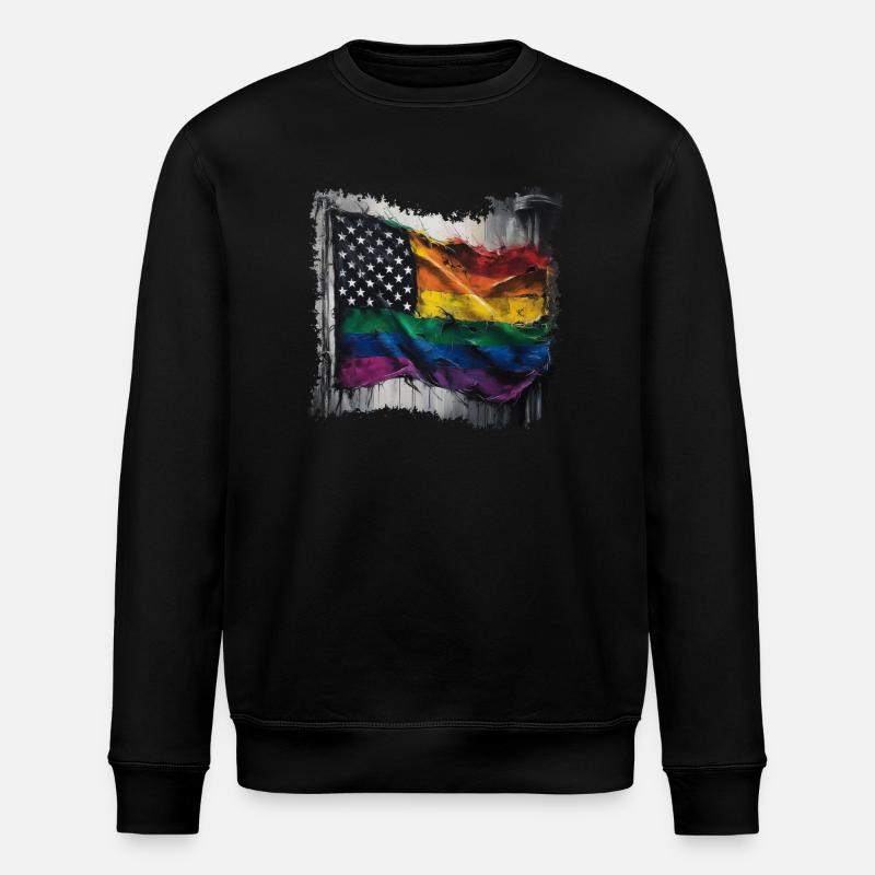 pride american rainbow flag - Stanley/Stella Unisex Bio-Sweatshirt ROLLER - Schwarz
