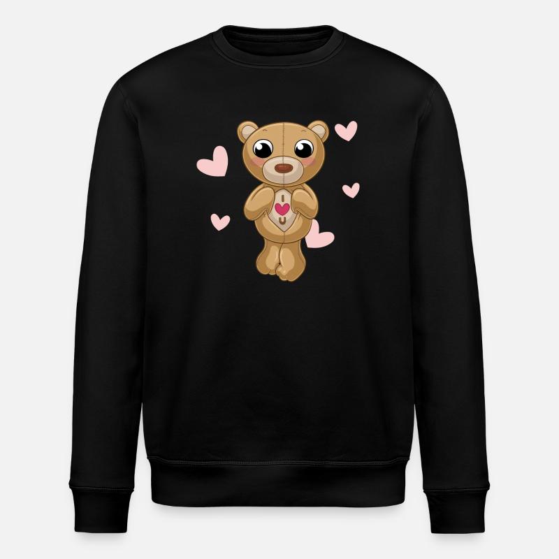 Putziger Comic Teddybär - Stanley/Stella Unisex Bio-Sweatshirt ROLLER - Schwarz