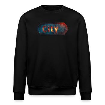 Stadt rostiges Stadtschild mit Vintage-Feeling - Stanley/Stella Unisex Bio-Sweatshirt ROLLER - Schwarz - Vorne - Nik (191cm)