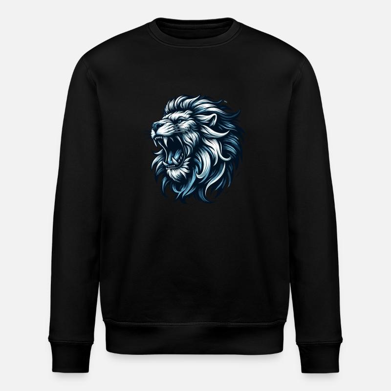 Löwe brüllt blau Geschenk - Stanley/Stella Unisex Bio-Sweatshirt ROLLER - Schwarz