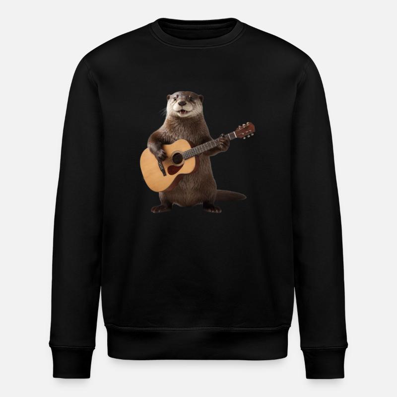 Groundhog Otter Guitar - Stanley/Stella ROLLER Unisex Organic Sweatshirt - black