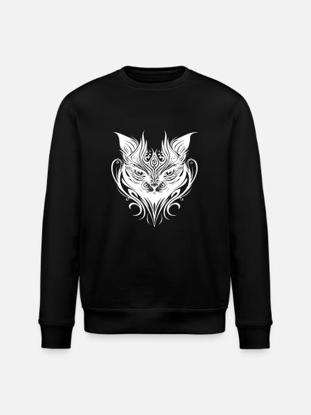 Tribal Tattoo Cat - Stanley/Stella ROLLER Unisex Organic Sweatshirt - black