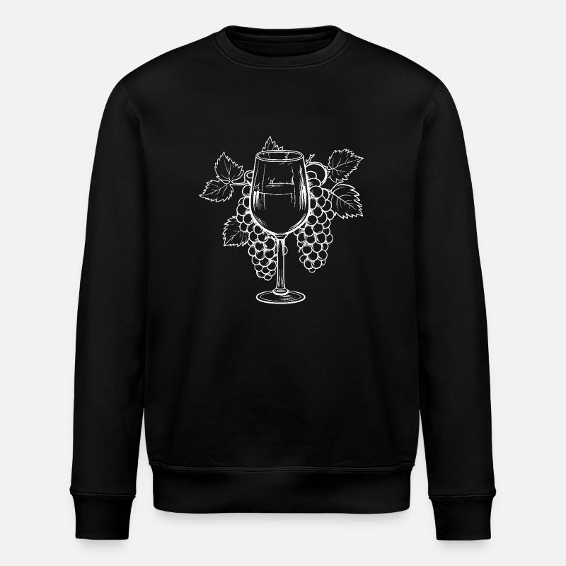 Wine Glass Grapes Wine - Stanley/Stella ROLLER Unisex Organic Sweatshirt - black