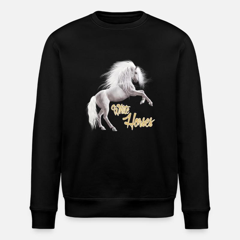 White horse - Stanley/Stella ROLLER Unisex Organic Sweatshirt - black