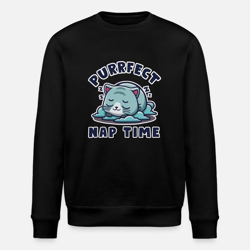 Kawaii Chibi Nap Cat - Stanley/Stella ROLLER Unisex Organic Sweatshirt - black