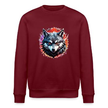 loup tatouage - Sweat bio ROLLER Stanley/Stella Unisexe - bordeaux - Devant - Nik (191cm)