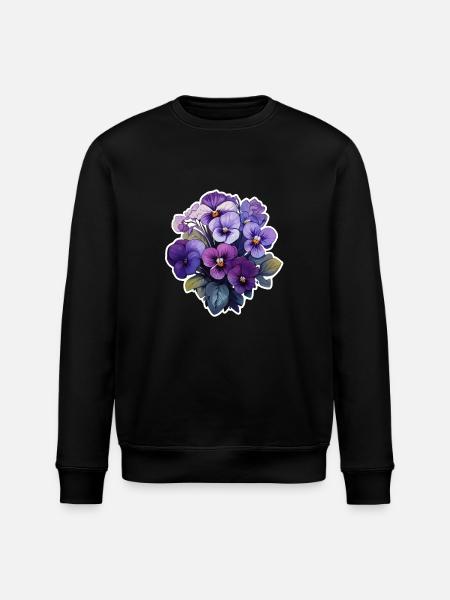Pensée beaucoup de fleurs - Sweat bio ROLLER Stanley/Stella Unisexe - noir