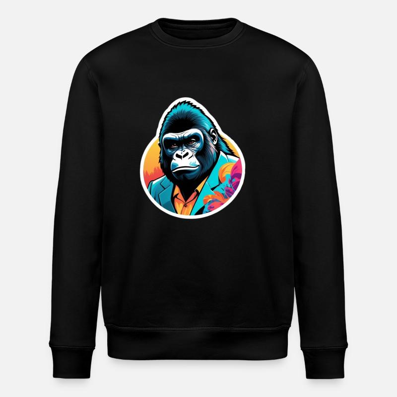 Gorilla im Anzug - Stanley/Stella Unisex Bio-Sweatshirt ROLLER - Schwarz