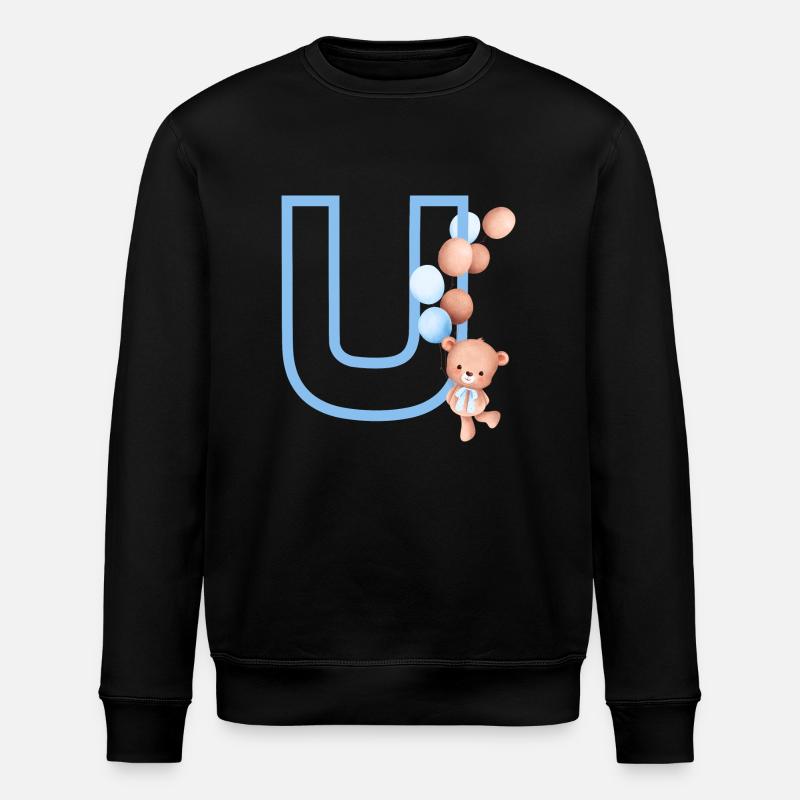 Lettre u bleue ours - Sweat bio ROLLER Stanley/Stella Unisexe - noir