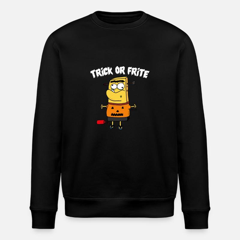 TRICK ODER POMMES WEISS - Stanley/Stella Unisex Bio-Sweatshirt ROLLER - Schwarz