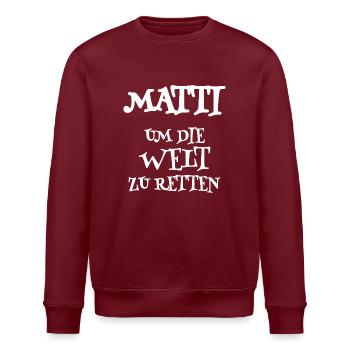 Geschenk für Matti - Stanley/Stella Unisex Bio-Sweatshirt ROLLER - Burgunderrot - Vorne - Nik (191cm)