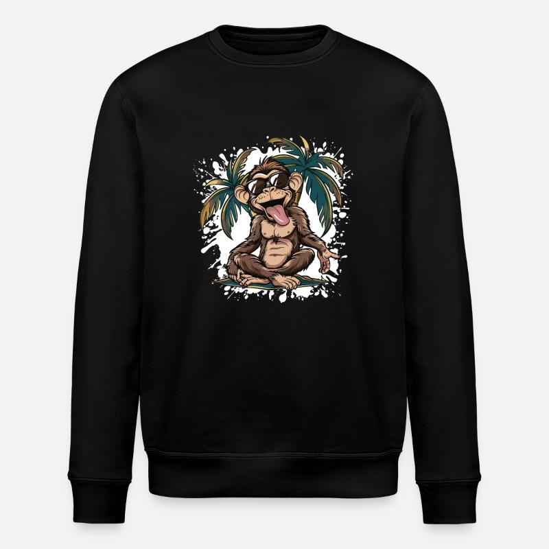 Monkey Island Palm Tree - Stanley/Stella ROLLER Unisex Organic Sweatshirt - black