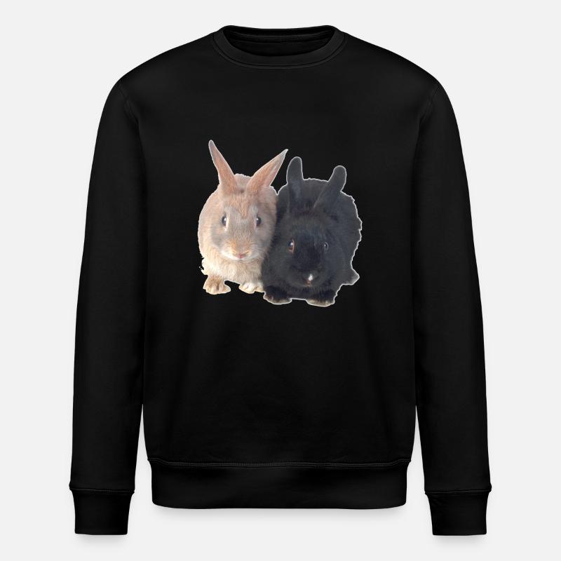 Easter Black Brown Rabbits - Stanley/Stella ROLLER Unisex Organic Sweatshirt - black