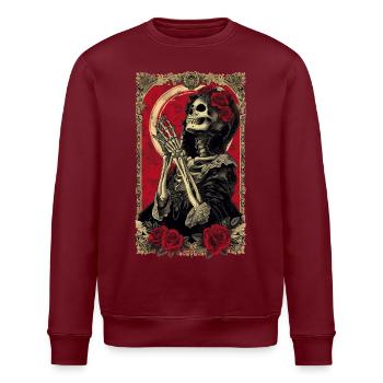 Lady Death Gothic Skeleton Rose - Stanley/Stella ROLLER Unisex Organic Sweatshirt - burgundy - Front - Nik (191cm)