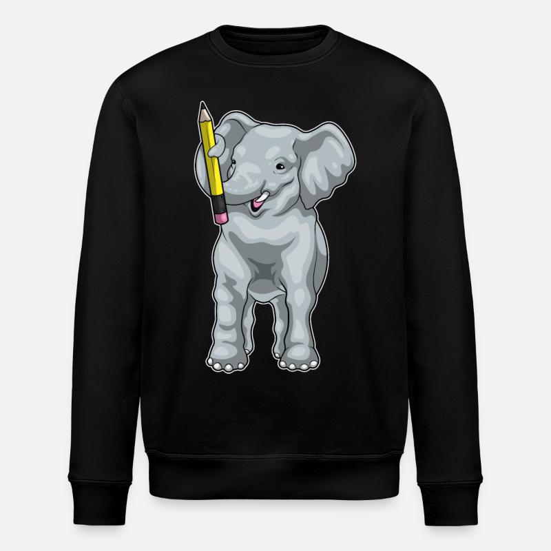 Elephant Student Pencil School - Stanley/Stella ROLLER Unisex Organic Sweatshirt - black