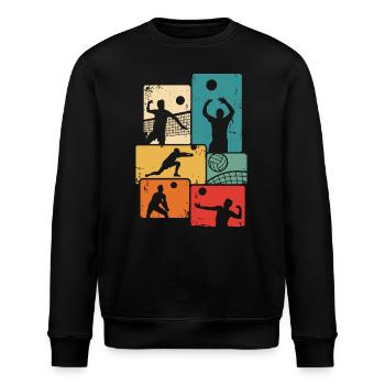 Volleyballer Vintage Volleyball Volley - Stanley/Stella Unisex Bio-Sweatshirt ROLLER - Schwarz - Vorne - Nik (191cm)