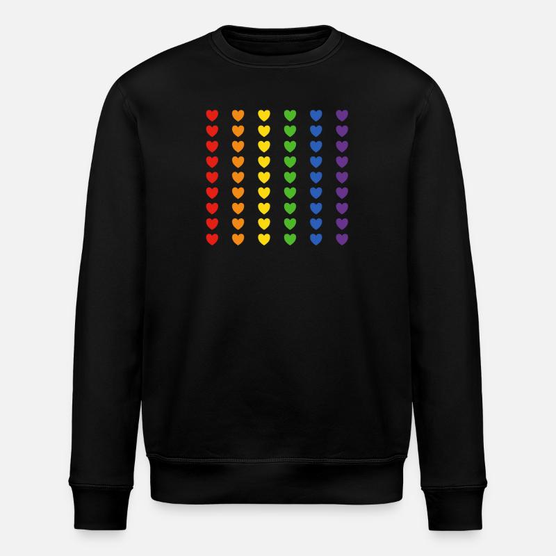 Rainbow Flag Hearts - Stanley/Stella ROLLER Unisex Organic Sweatshirt - black