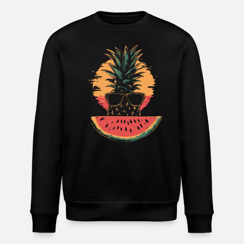 Pineapple and watermelon - Stanley/Stella ROLLER Unisex Organic Sweatshirt - black