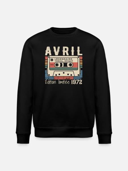avril 1972 April 1972  - Sweat bio ROLLER Stanley/Stella Unisexe - noir