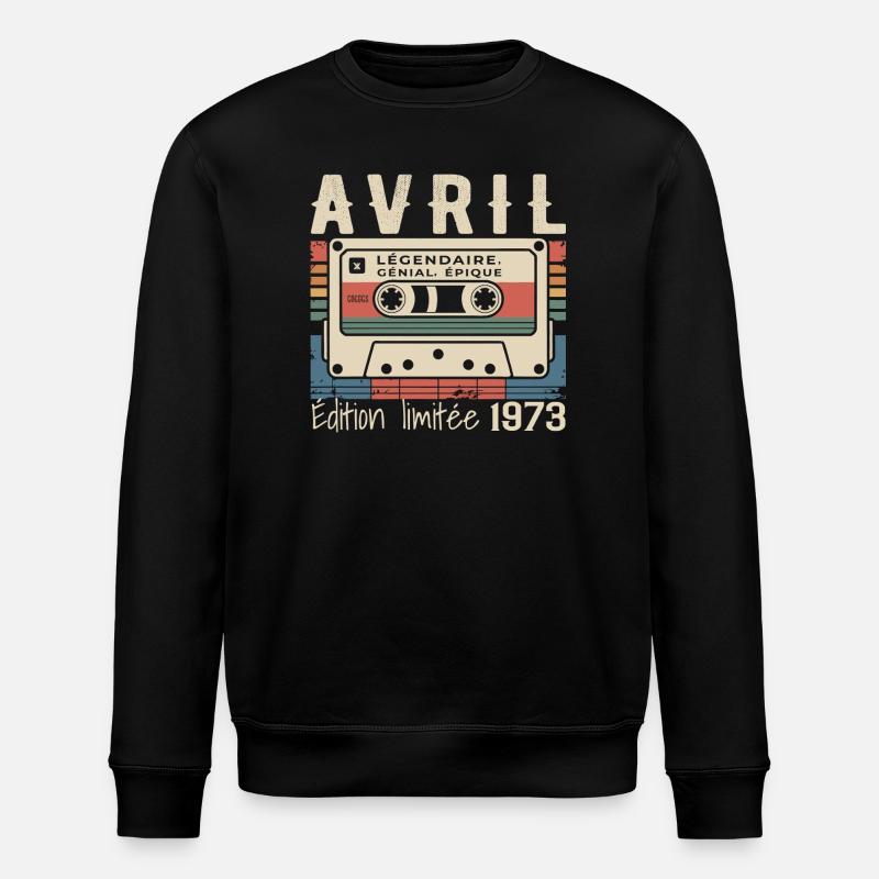 avril 1973 April 1973  - Sweat bio ROLLER Stanley/Stella Unisexe - noir