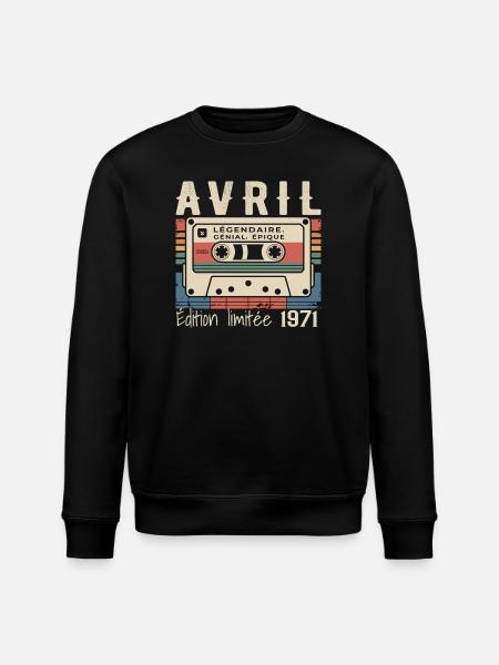 avril 1971 April 1971  - Sweat bio ROLLER Stanley/Stella Unisexe - noir